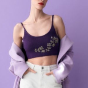 🔥 10 for $100 🔥 Zara beaded knit crop top wool blend purple